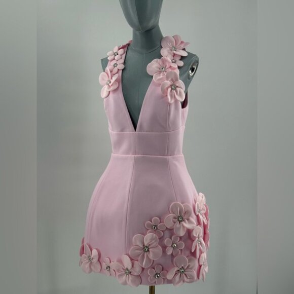 🆕 BRONX & BANCO 🧿 NWOT Estelle Floral Mini Dress, Blush Pink - Sz M US 6 - Picture 4 of 17
